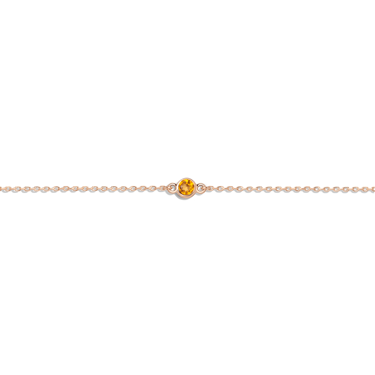 Birthstone Anklet Citrine - Nov 14K 18K Rose Gold