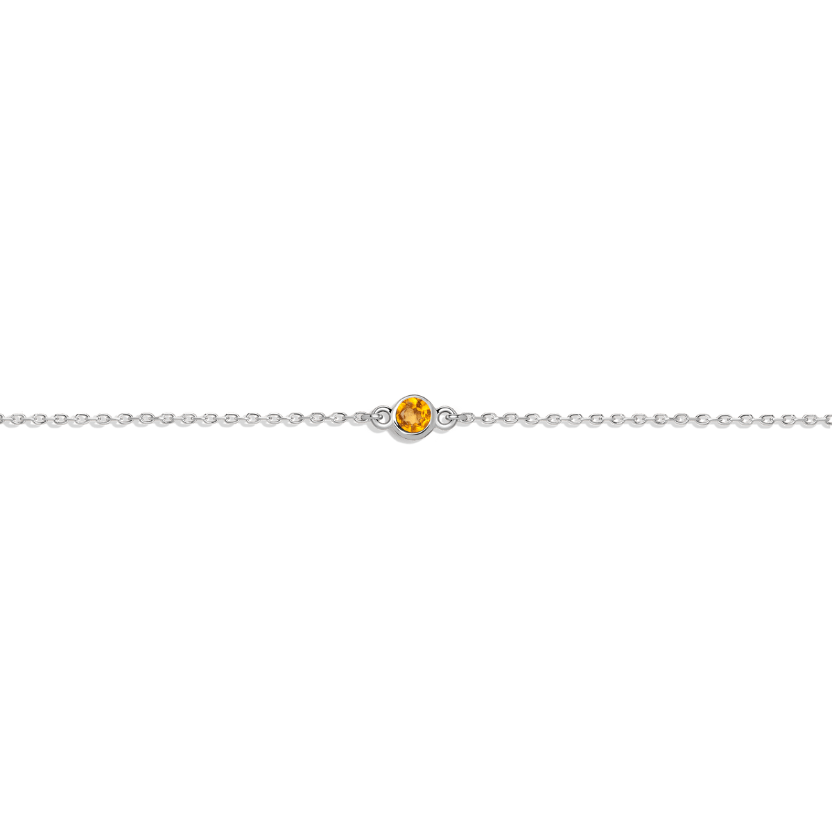 Birthstone Anklet Citrine - Nov 14K 18K White Gold