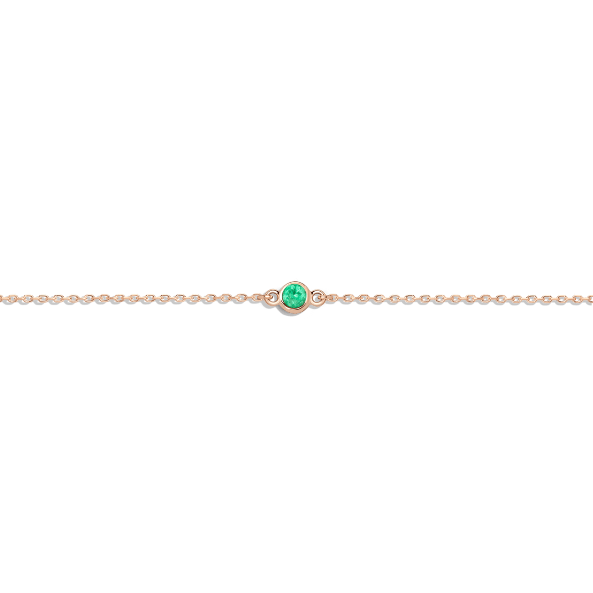 Birthstone Bracelet Emerald - May 14K 18K Rose Gold