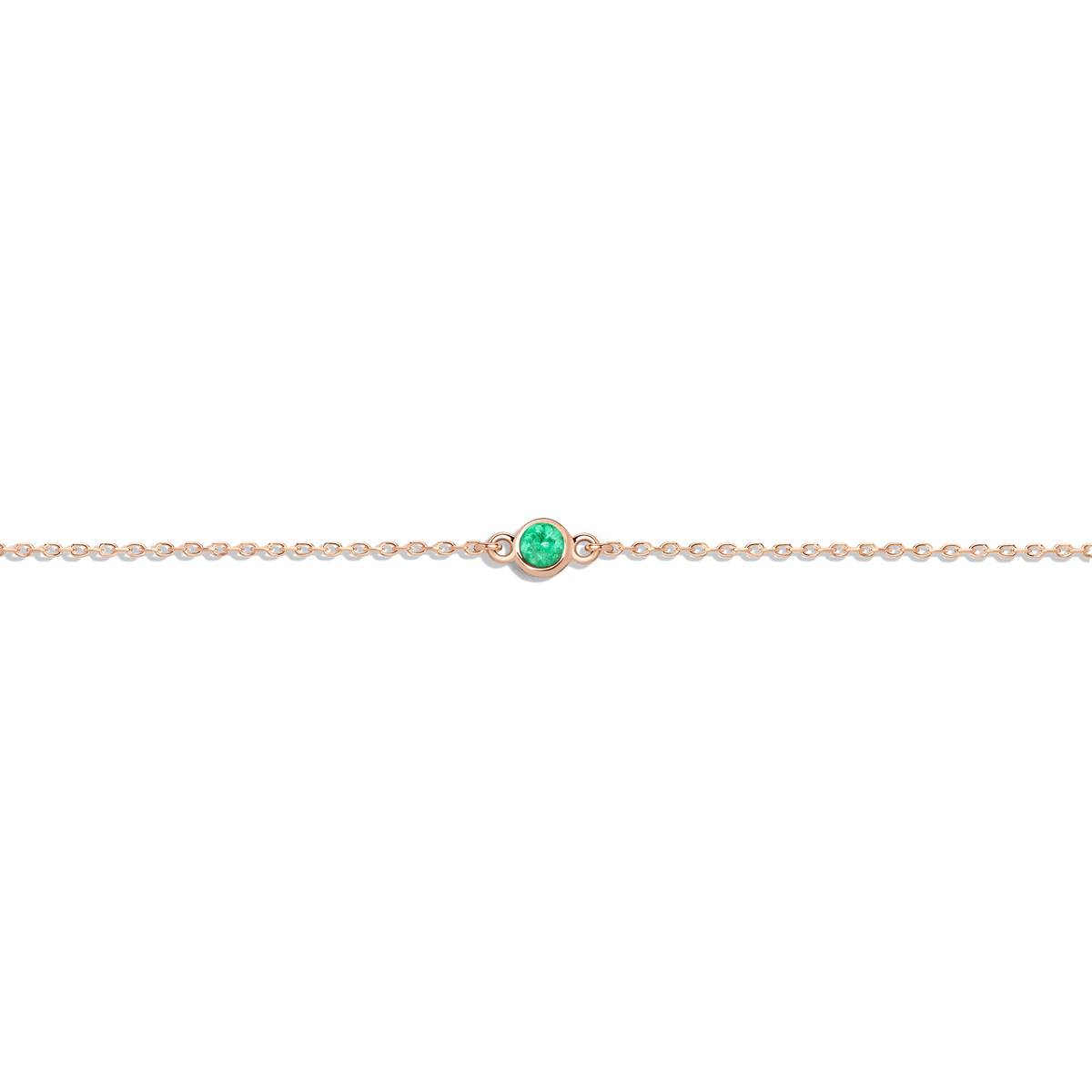 Birthstone Anklet Emerald - May 14K 18K Rose Gold