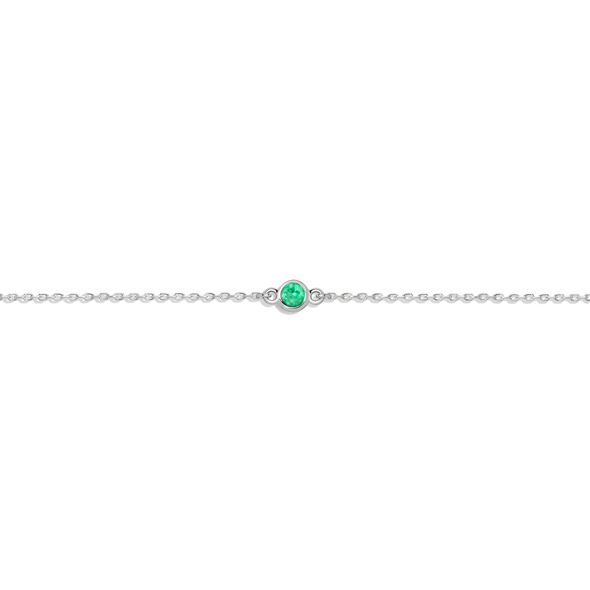 Birthstone Anklet Emerald - May 14K 18K White Gold