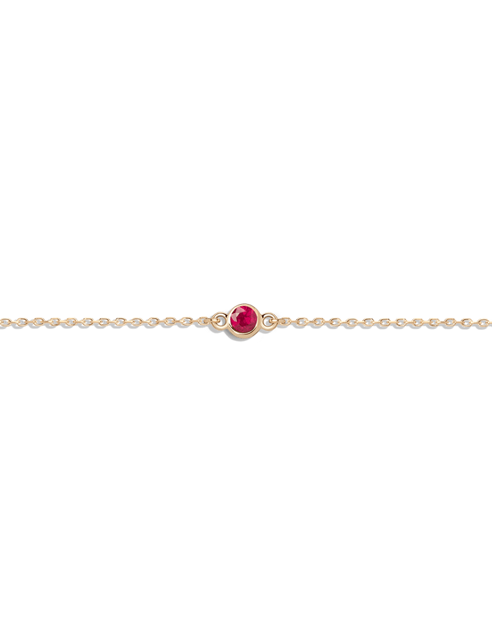Birthstone Bracelet Ruby - Jul 14K 18K Yellow Gold First