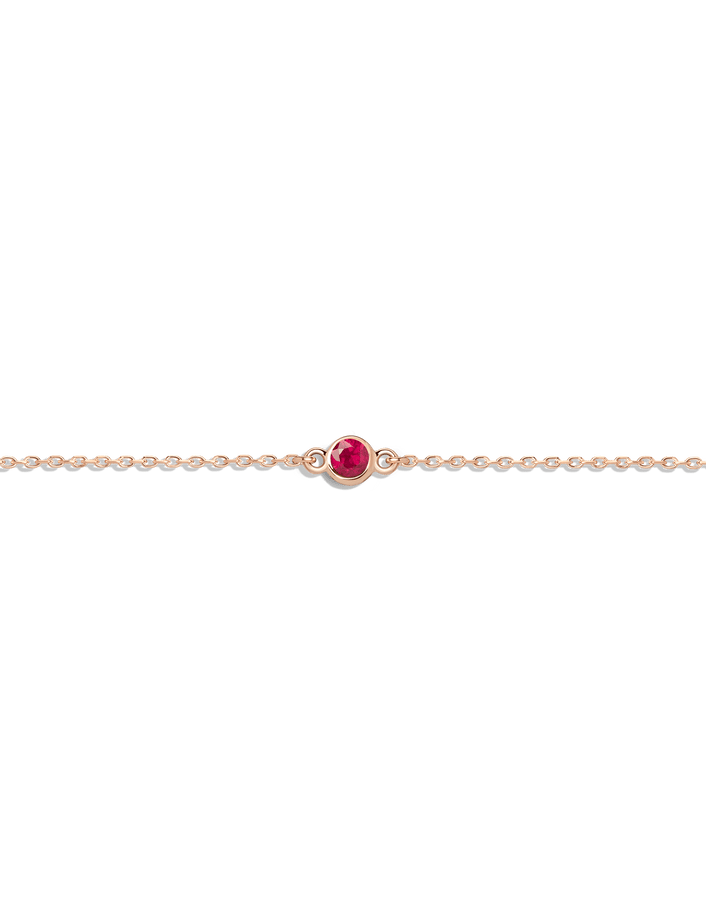 Birthstone Bracelet Ruby - Jul 14K 18K Rose Gold First