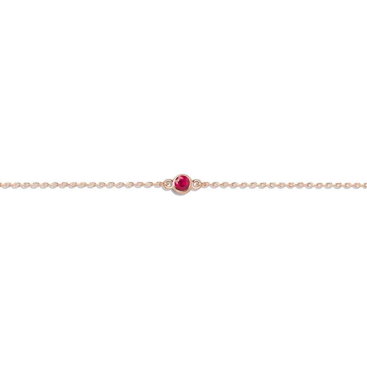 Birthstone Bracelet Ruby - Jul 14K 18K Rose Gold First