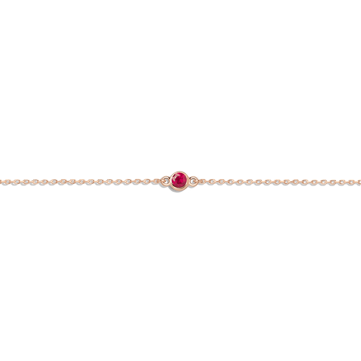 Birthstone Bracelet Ruby - Jul 14K 18K Rose Gold First