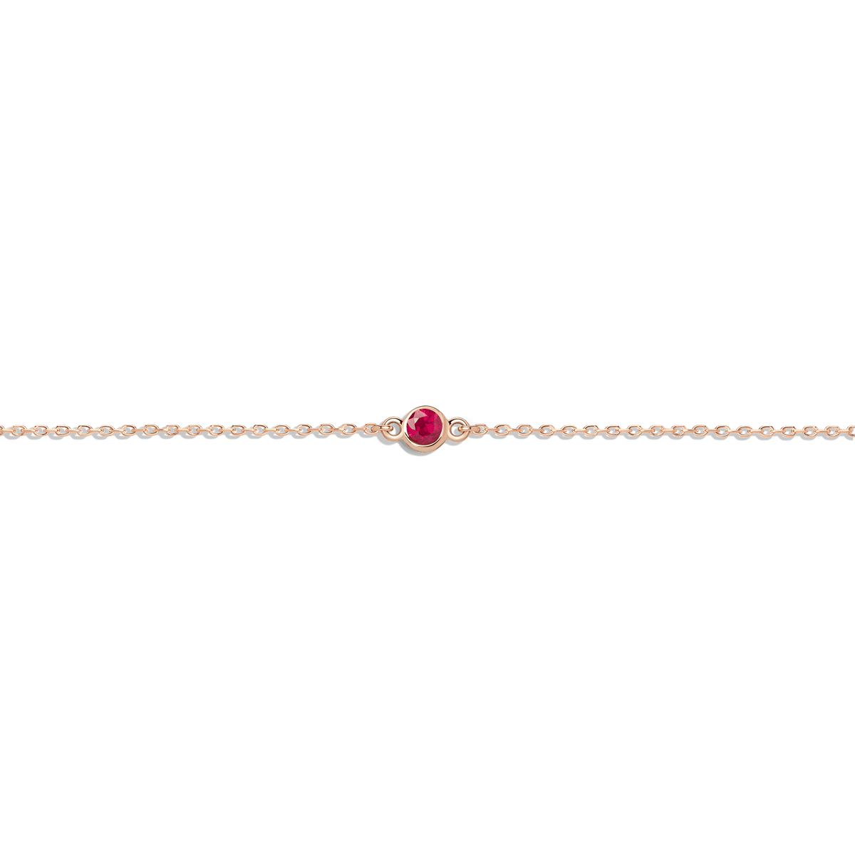 Birthstone Anklet Ruby - Jul 14K 18K Rose Gold