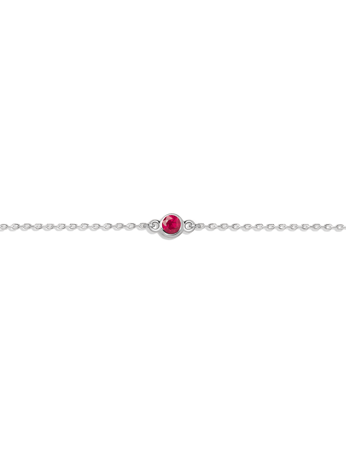 Birthstone Bracelet Ruby - Jul 14K 18K White Gold First