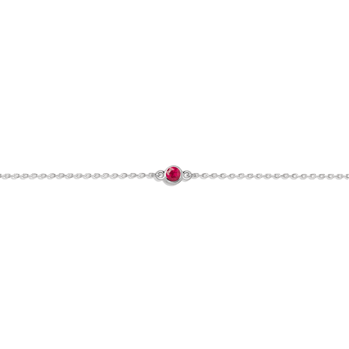 Birthstone Bracelet Ruby - Jul 14K 18K White Gold First