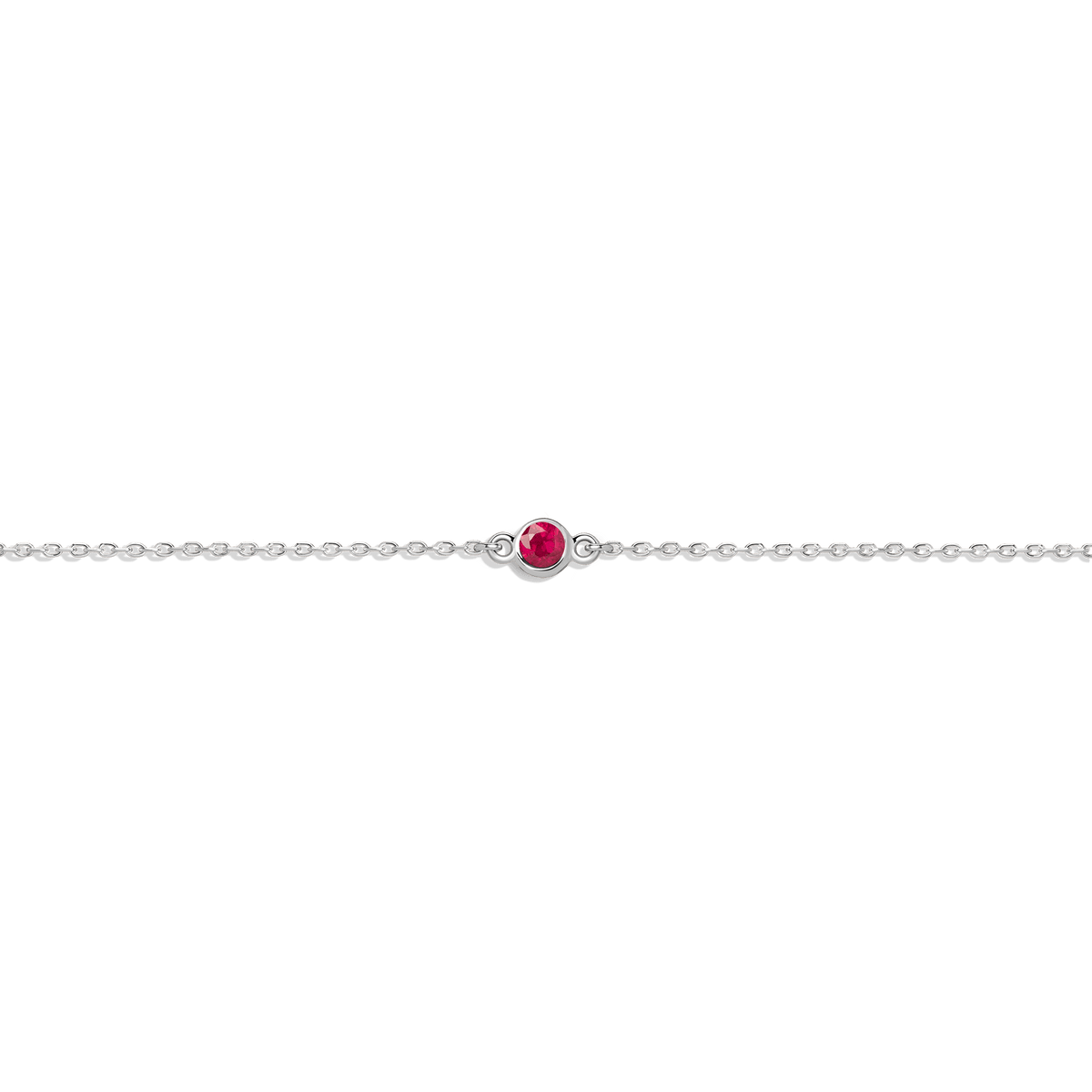 Birthstone Anklet Ruby - Jul 14K 18K White Gold