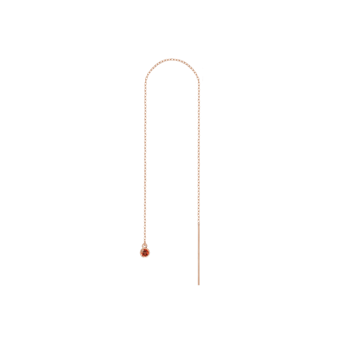 Birthstone Threader Garnet - Jan 14K 18K Rose Gold Pair | Single |