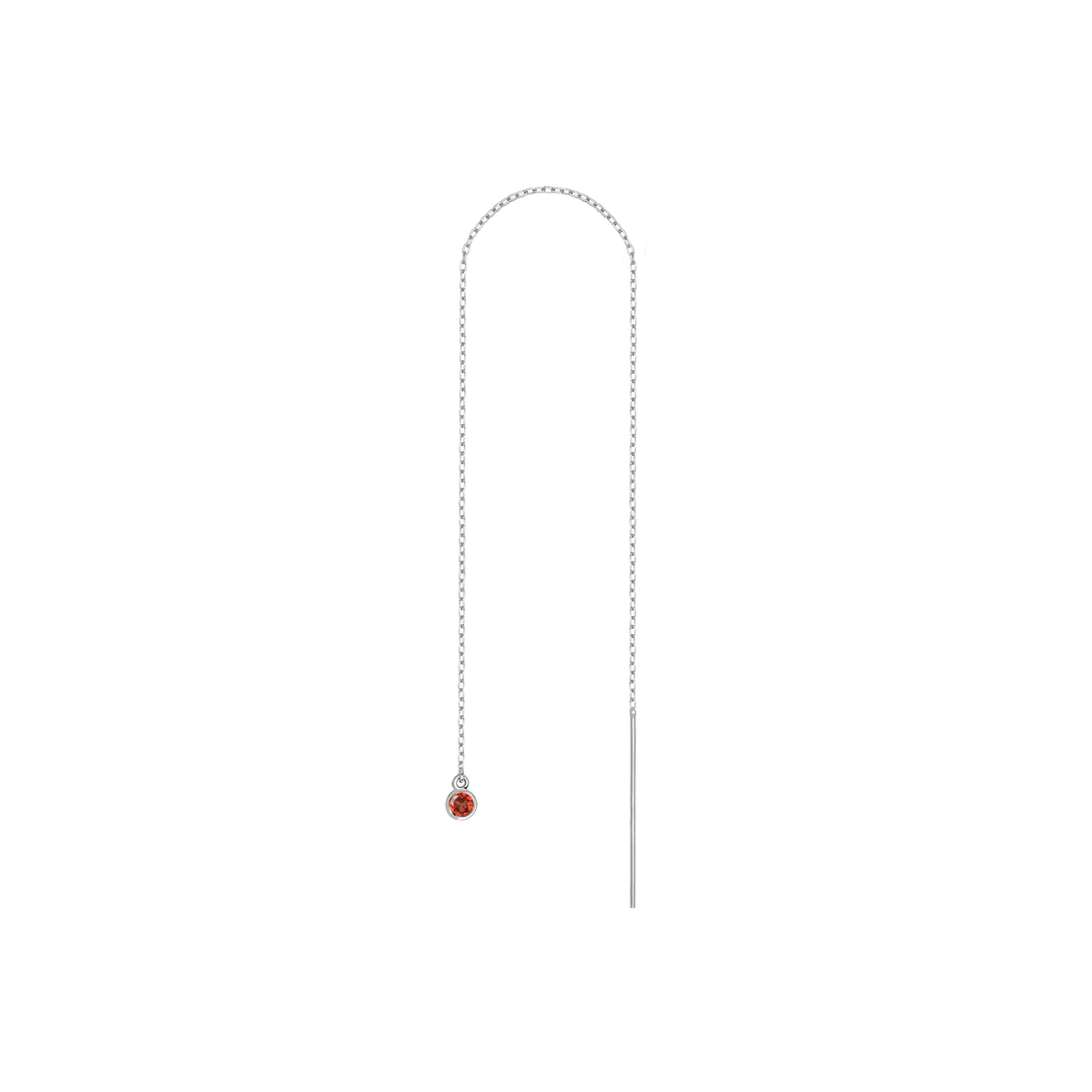 Birthstone Threader Garnet - Jan 14K 18K White Gold Pair | Single |