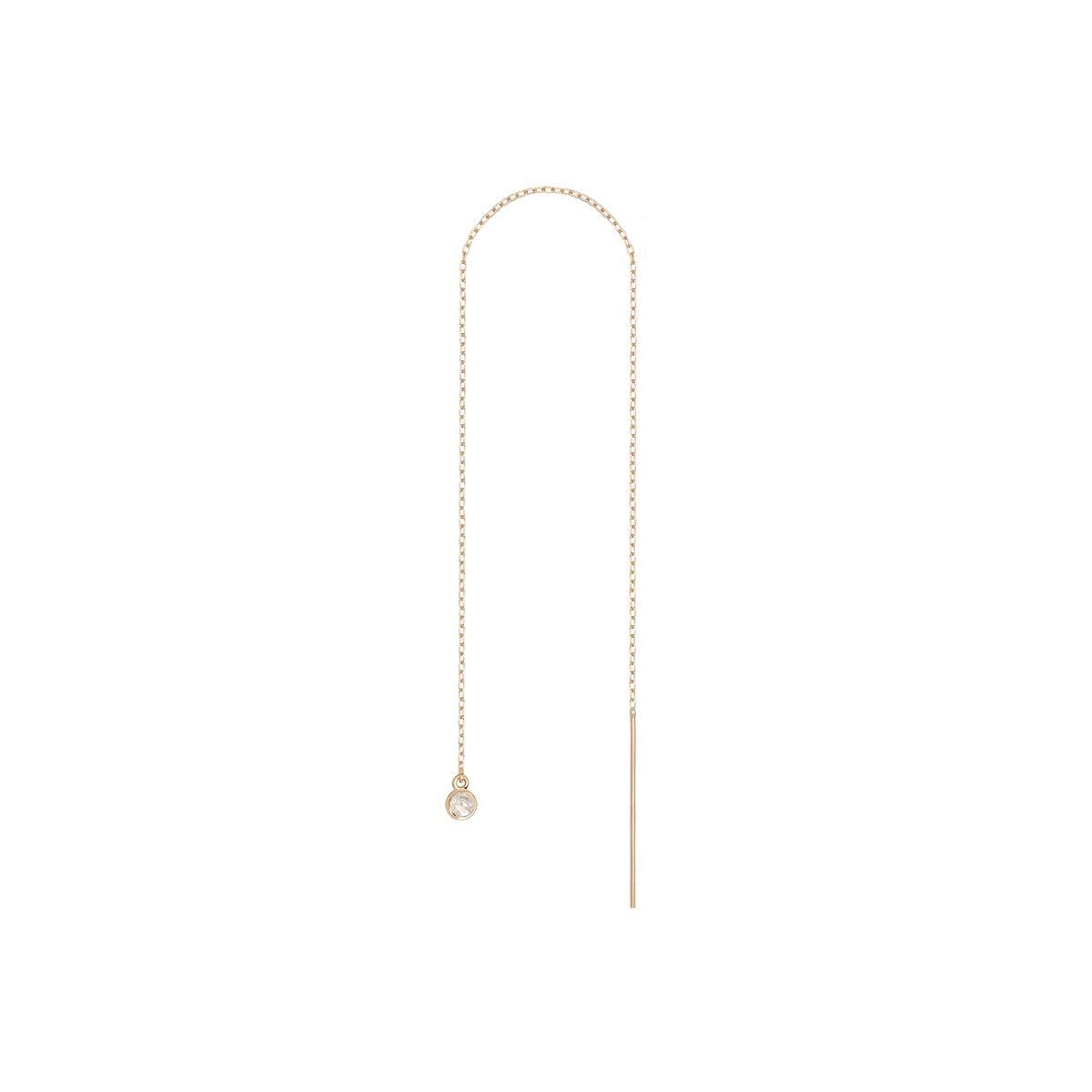 Birthstone Threader Moonstone - Jun 14K 18K Yellow Gold Pair | Single |