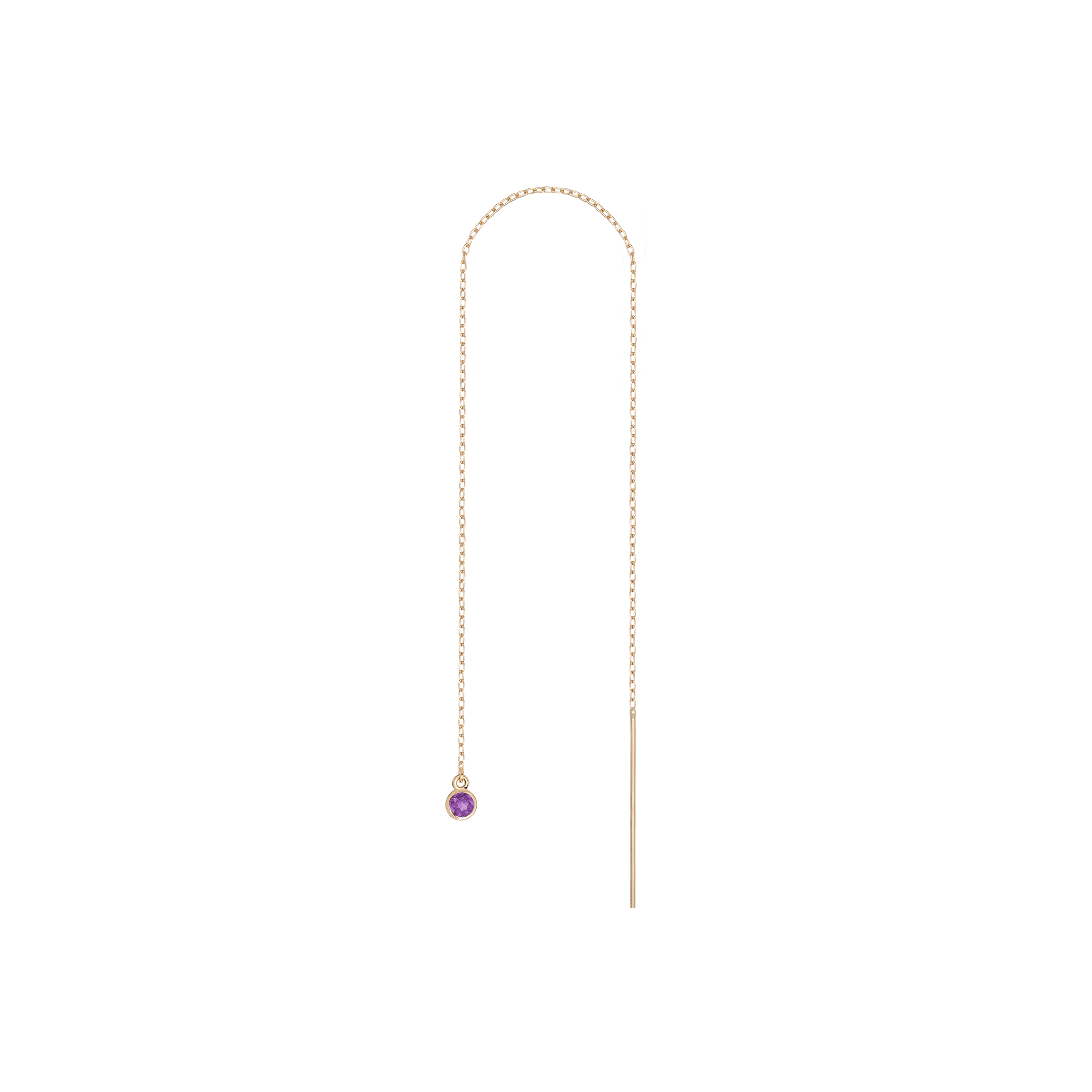 Birthstone Ear Chain Threader in Yellow, Rose or White Gold