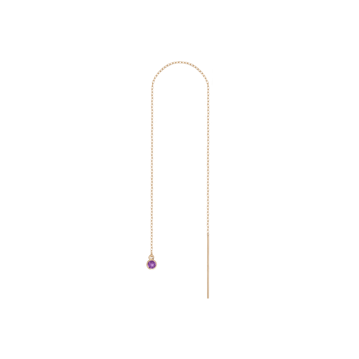 Birthstone Threader Amethyst - Feb 14K 18K Yellow Gold Pair | Single |