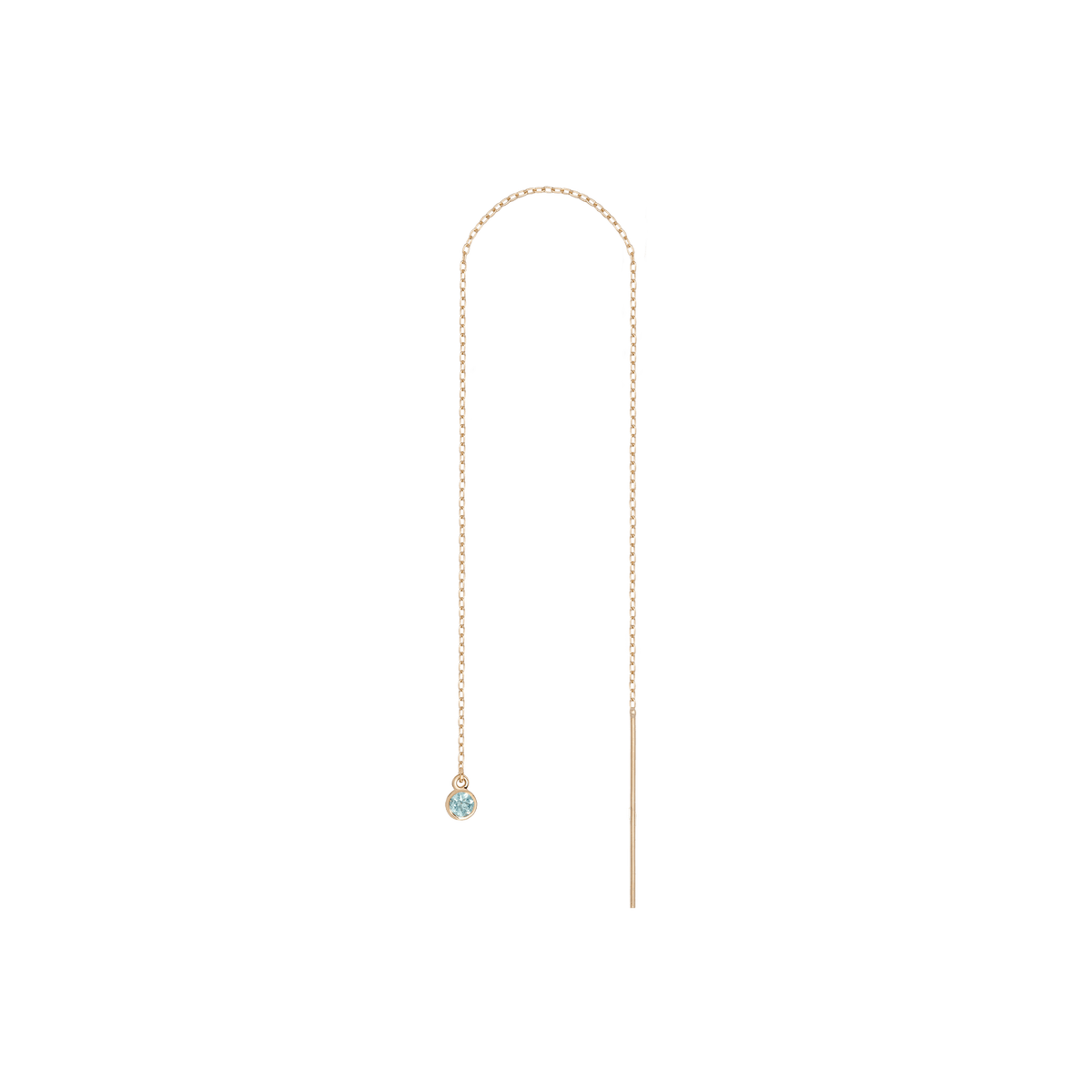 Birthstone Threader Aquamarine - Mar 14K 18K Yellow Gold Pair | Single |