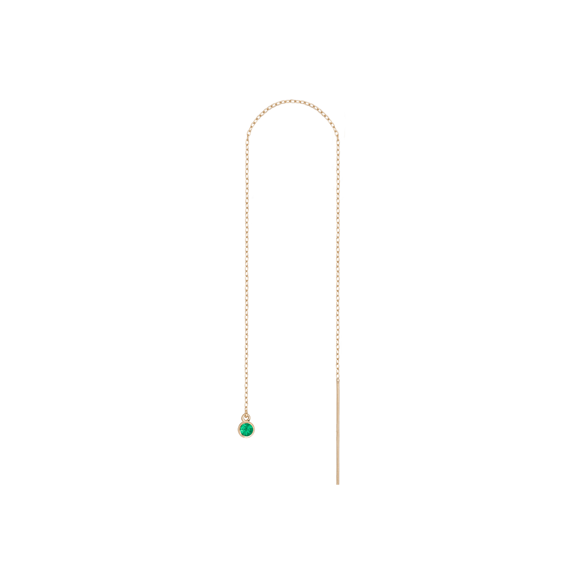 Birthstone Threader Emerald - May 14K 18K Yellow Gold Pair | Single |