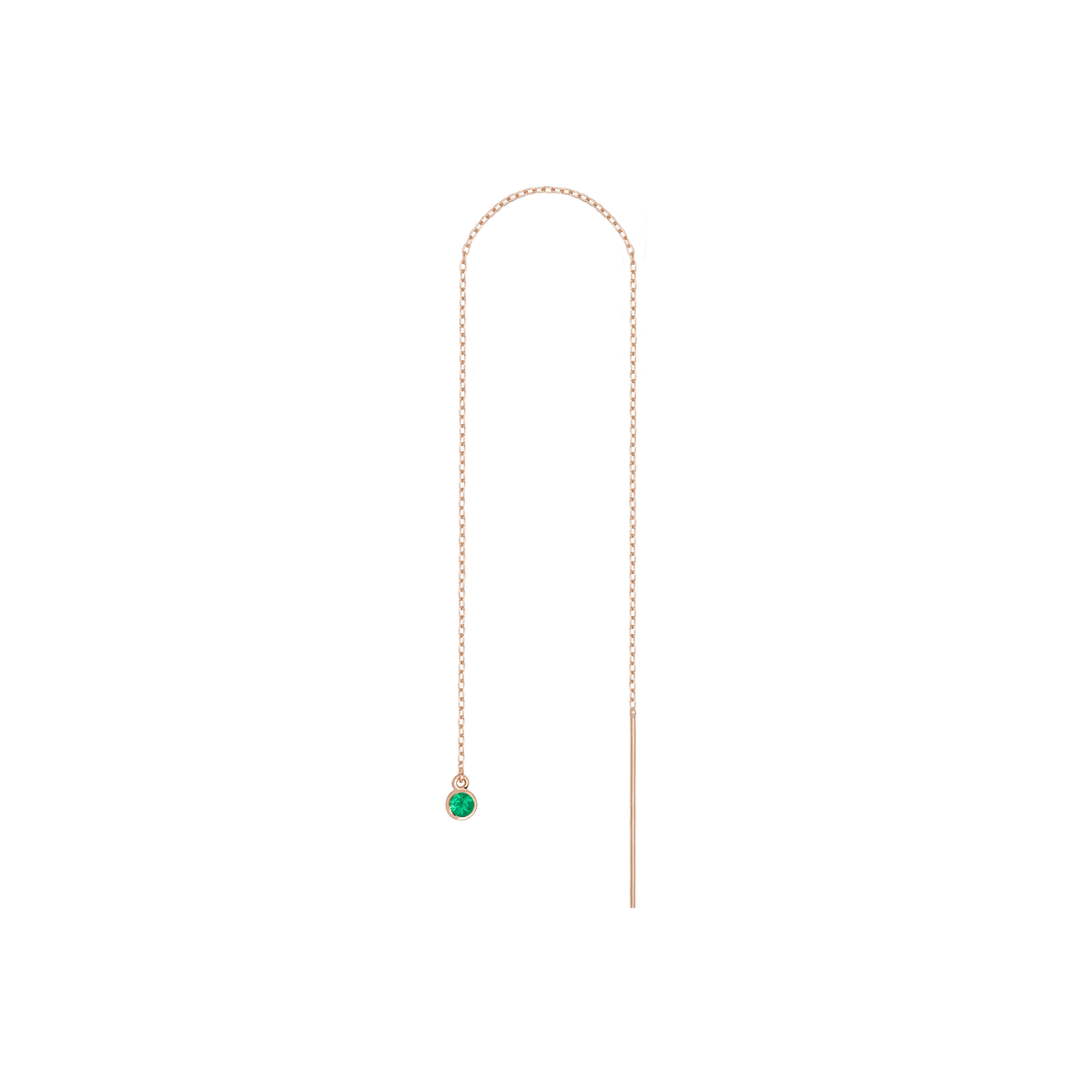 Birthstone Threader Emerald - May 14K 18K Rose Gold