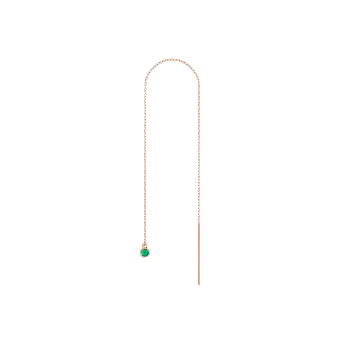 Birthstone Threader Emerald - May 14K 18K Rose Gold