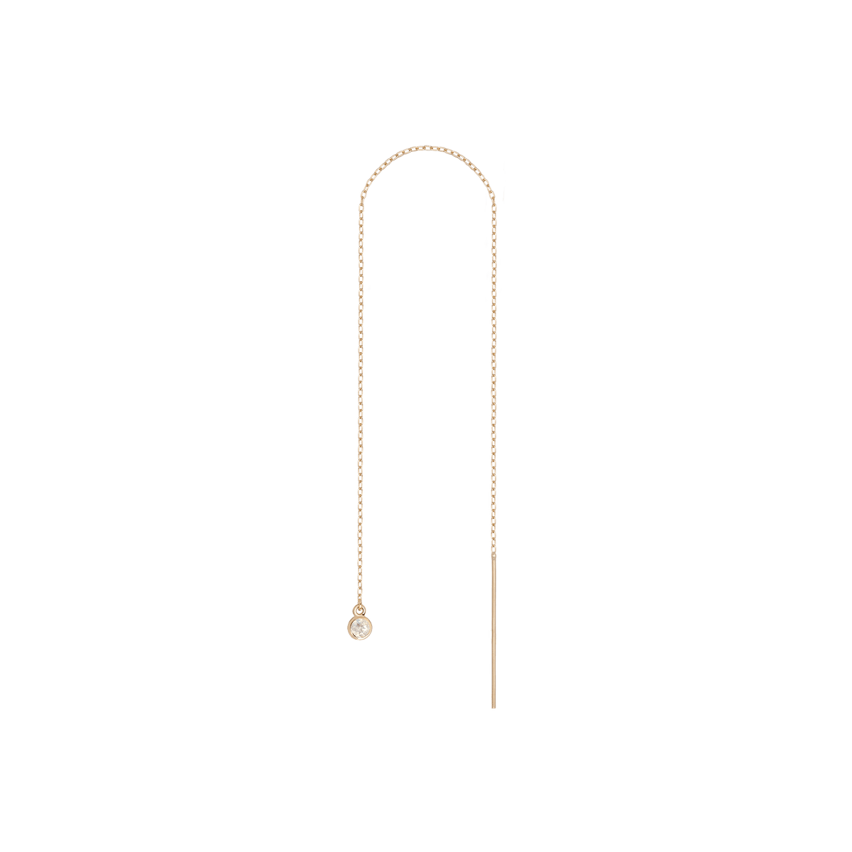 Birthstone Threader White Topaz - Apr 14K 18K Yellow Gold Pair | Single | First