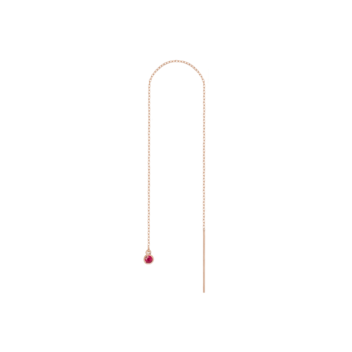Birthstone Threader Ruby - Jul 14K 18K Rose Gold Pair | Single | First