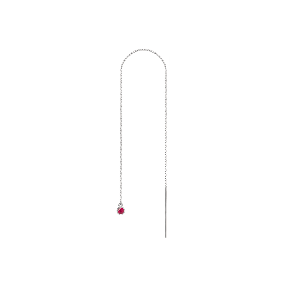 Birthstone Threader Ruby - Jul 14K 18K White Gold Pair | Single | First