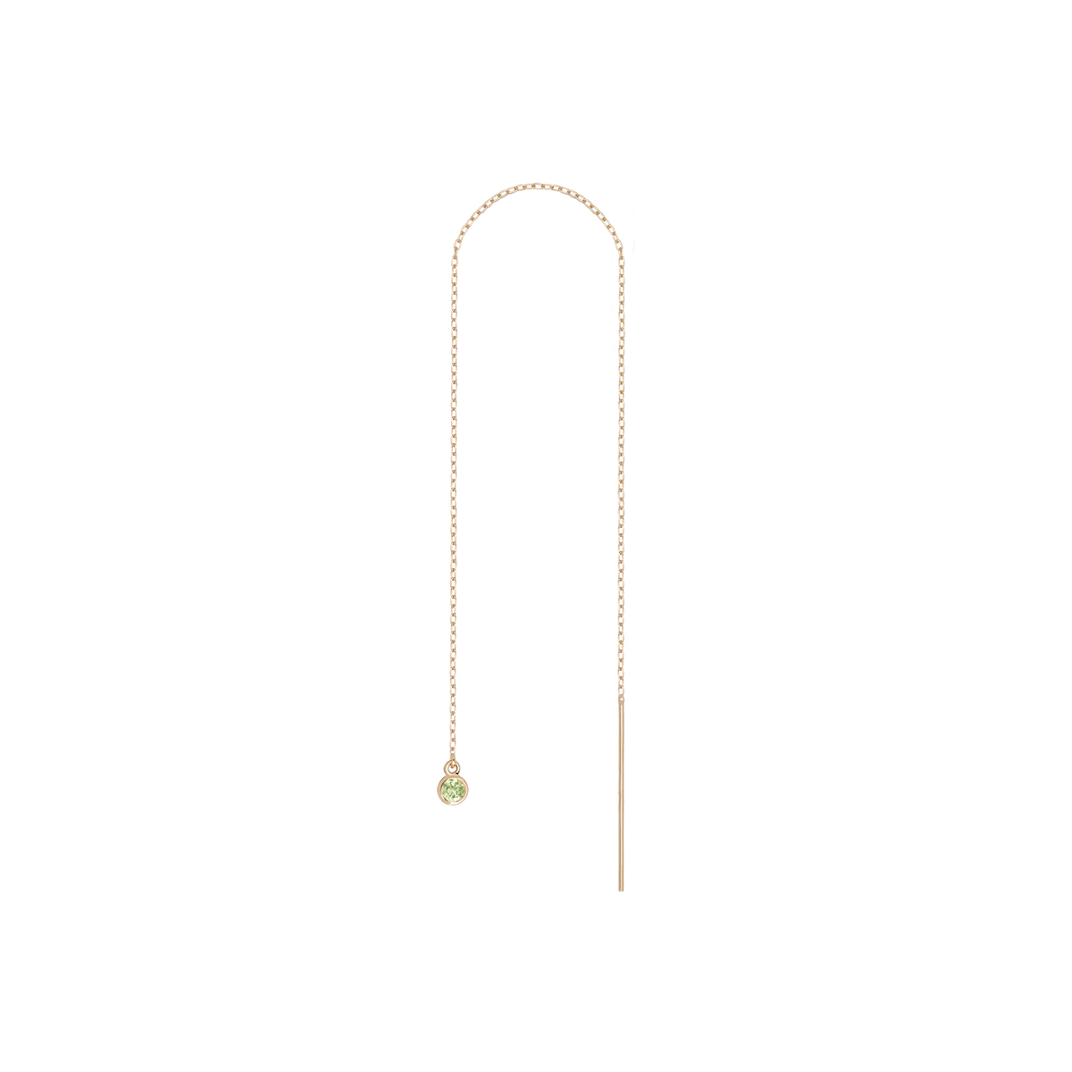 Birthstone Threader Peridot - Aug 14K 18K Yellow Gold Pair | Single |