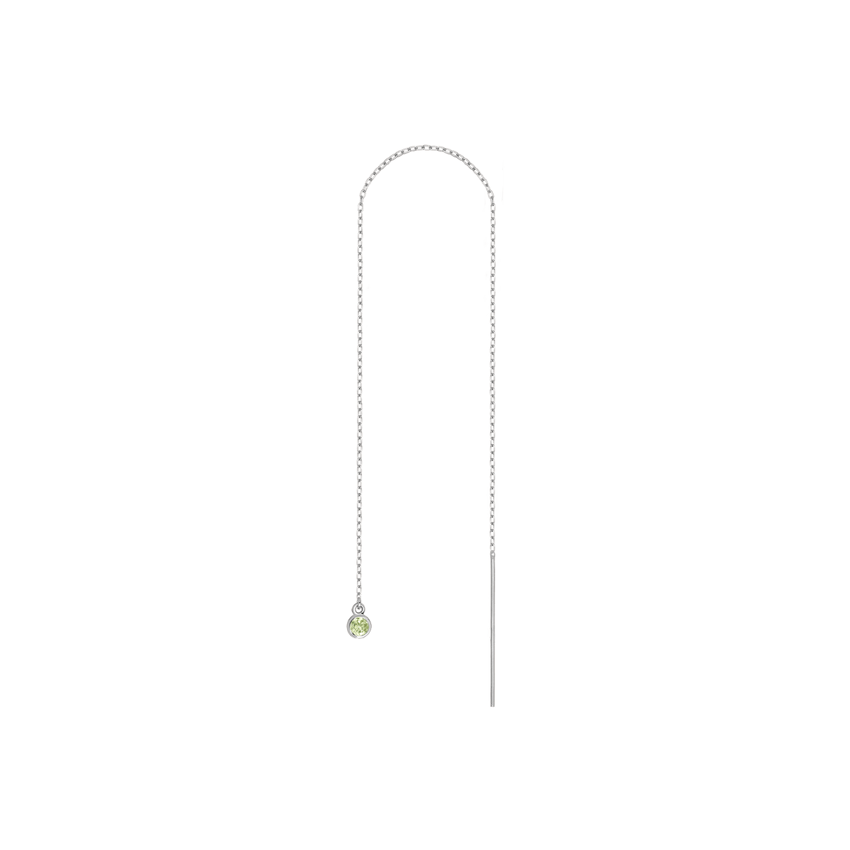 Birthstone Threader Peridot - Aug 14K 18K White Gold Pair | Single |