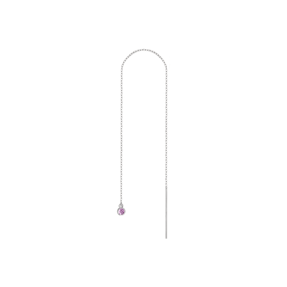 Birthstone Threader Dark Pink Sapphire - Oct 14K 18K White Gold Pair | Single |