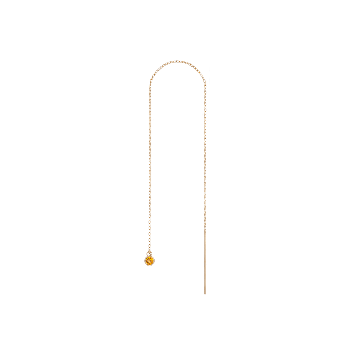 Birthstone Threader Dark Rose Citrine - Nov 14K 18K Yellow Gold Pair | Single |