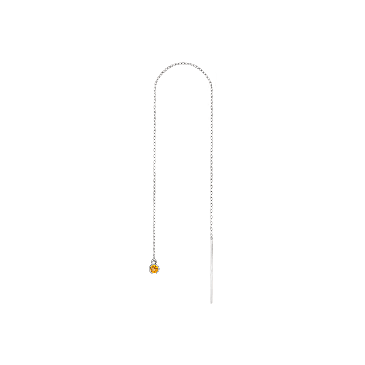 Birthstone Threader Dark Rose Citrine - Nov 14K 18K White Gold Pair | Single |