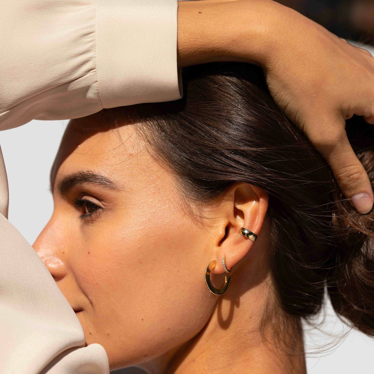 Bold Ear Cuff On Model Lifestyle