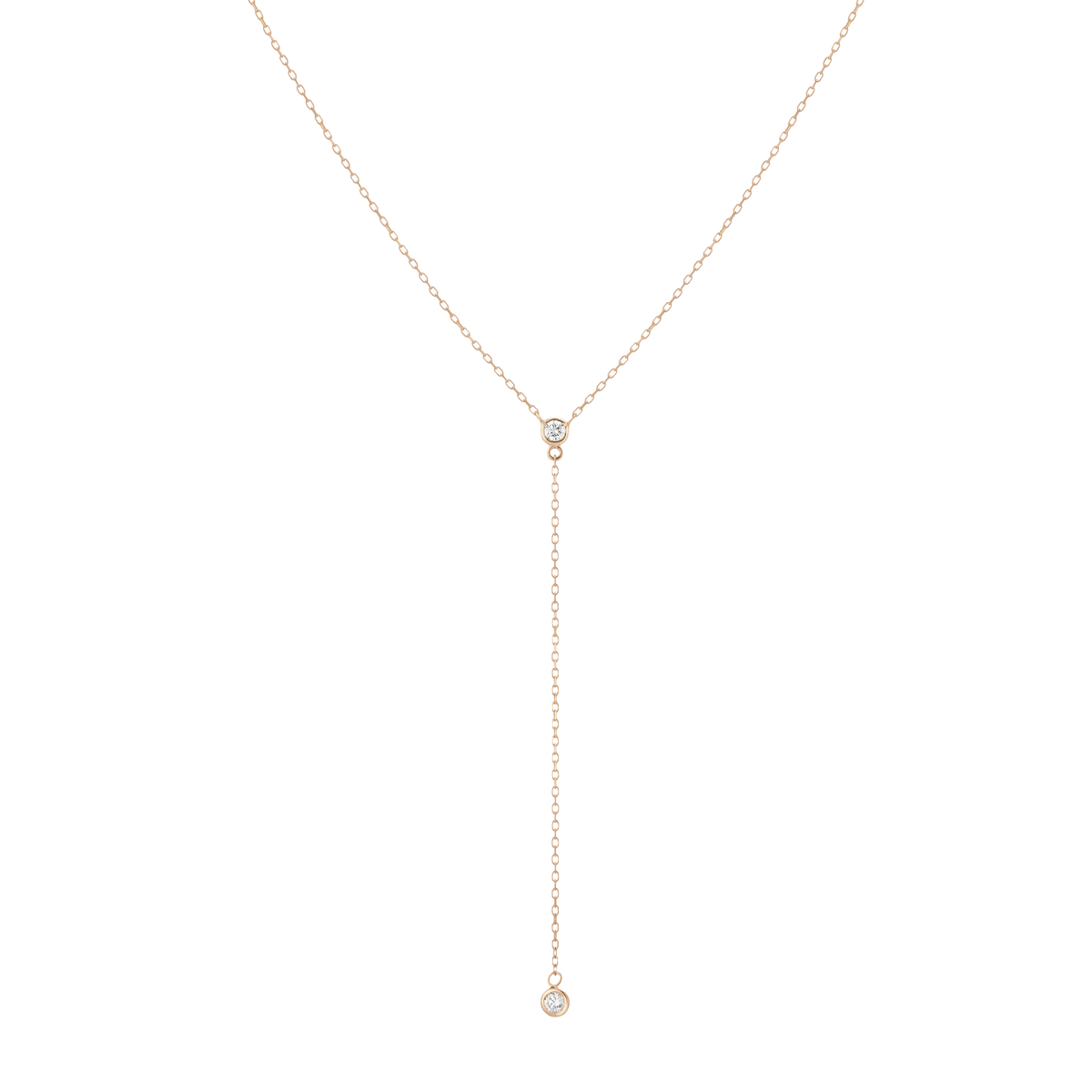 Diamond Bezel Lariat Necklace 14k 18k Yellow Gold First