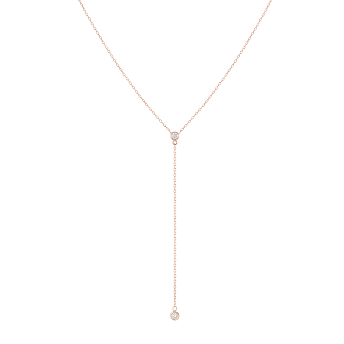 Diamond Bezel Lariat Necklace 14k 18k Rose Gold First