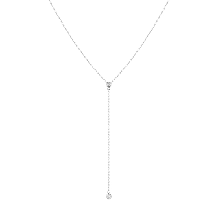 Diamond Bezel Lariat Necklace 14k 18k White Gold First