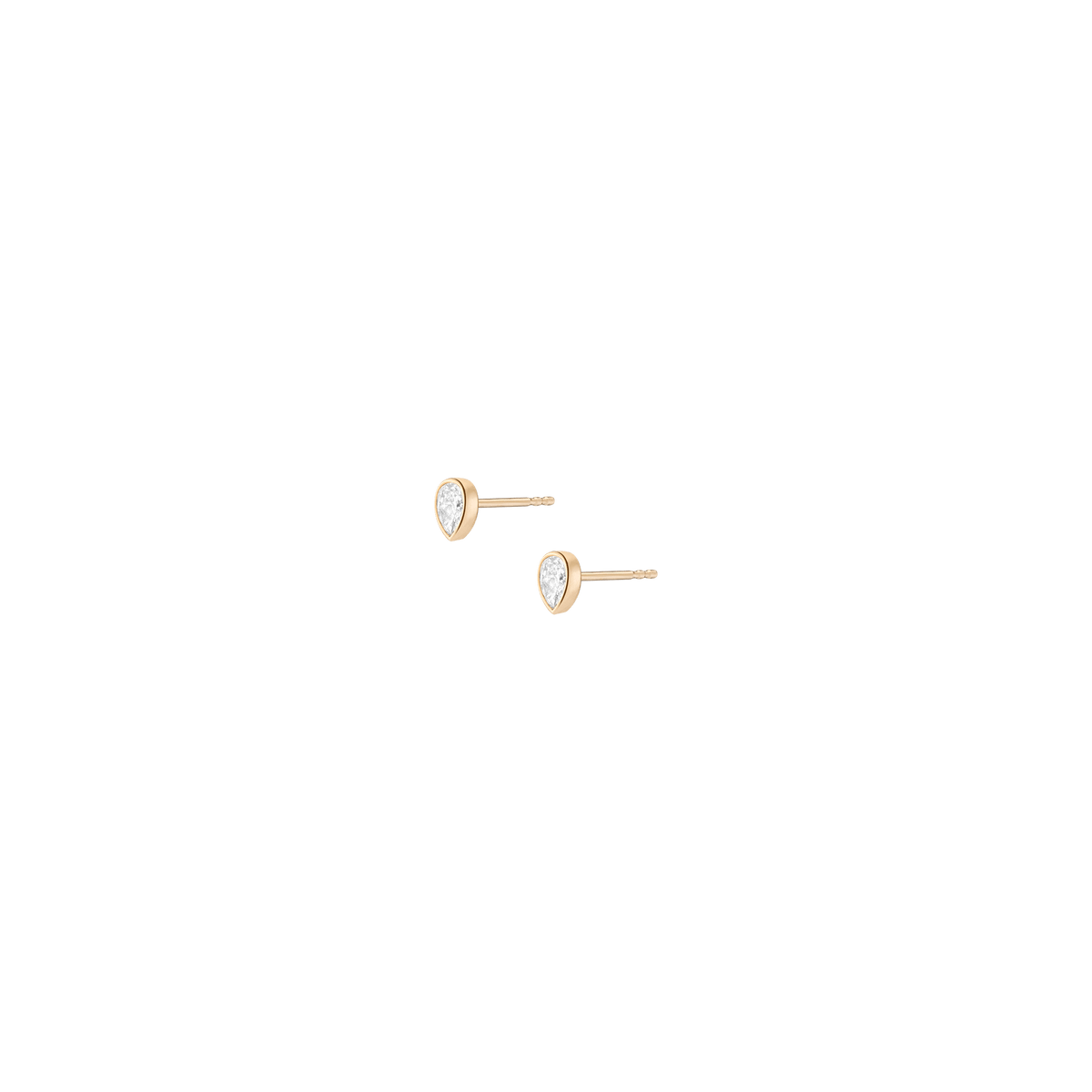 XL Diamond Pear Bezel Stud Earrings 14K 18K Yellow Gold Single Pair Lab-grown Natural