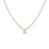 XL Diamond Emerald Bezel Necklace 14K 18K Rose Gold Lab-grown Natural First