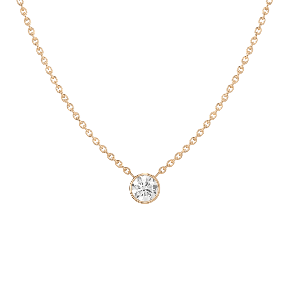 Queen-Sized Diamond Bezel Necklace 14K 18K Yellow Gold Lab-grown First