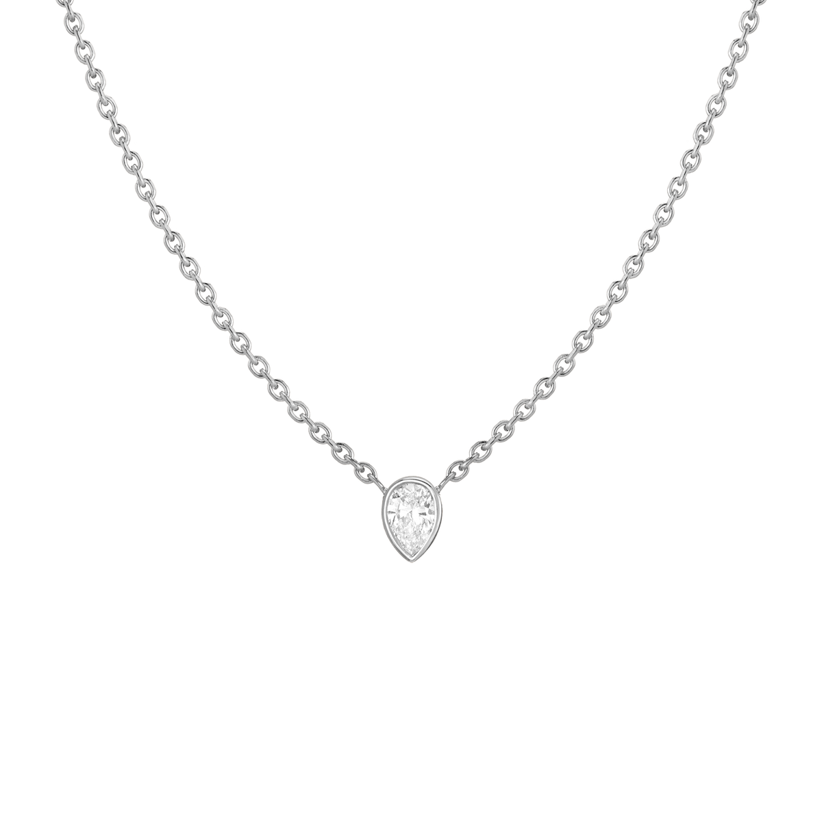 35 Carat Pear Diamond Necklace Solid White Gold 14K