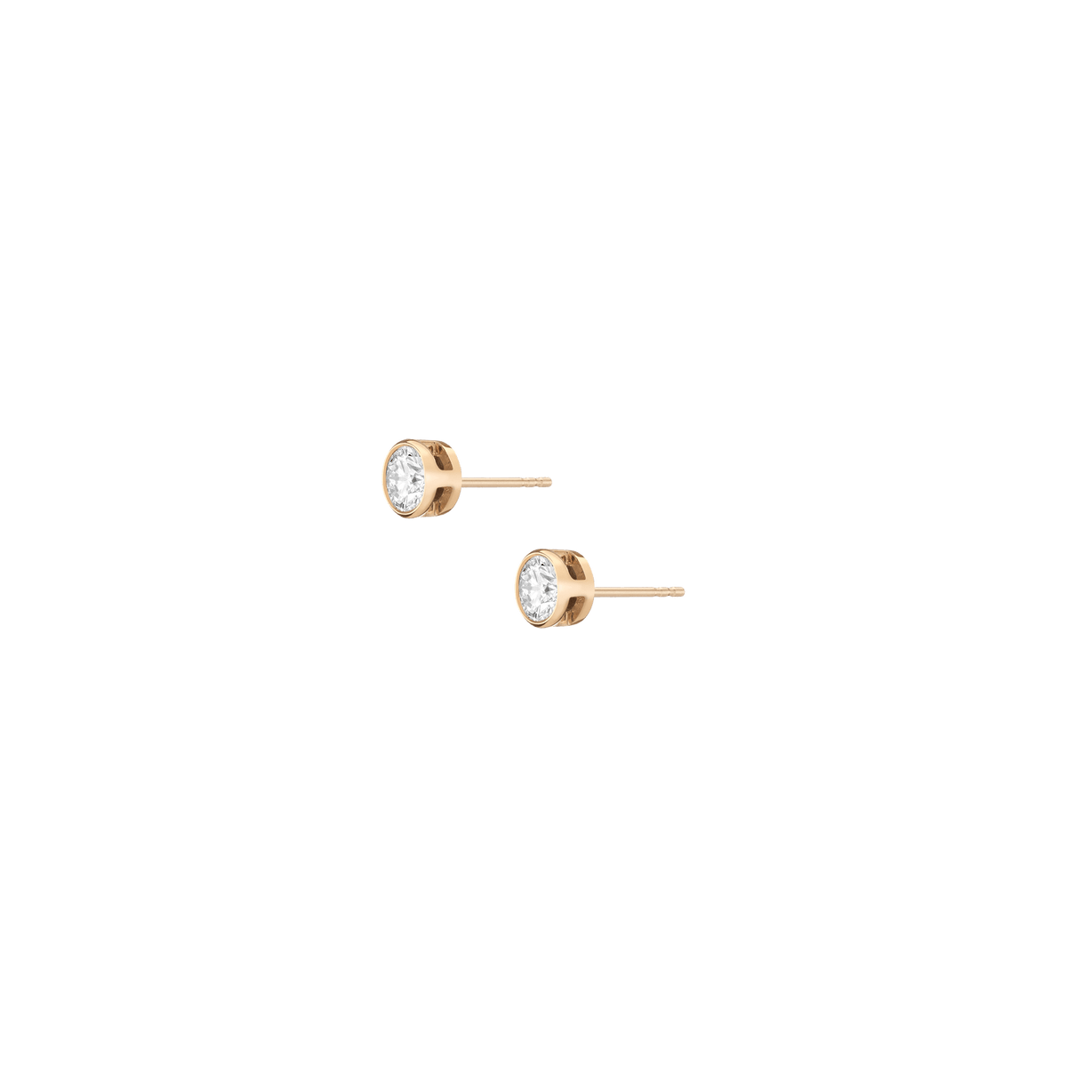 XXL Diamond Bezel Studs 14K 18K Yellow Gold Single Pair Lab-grown Natural