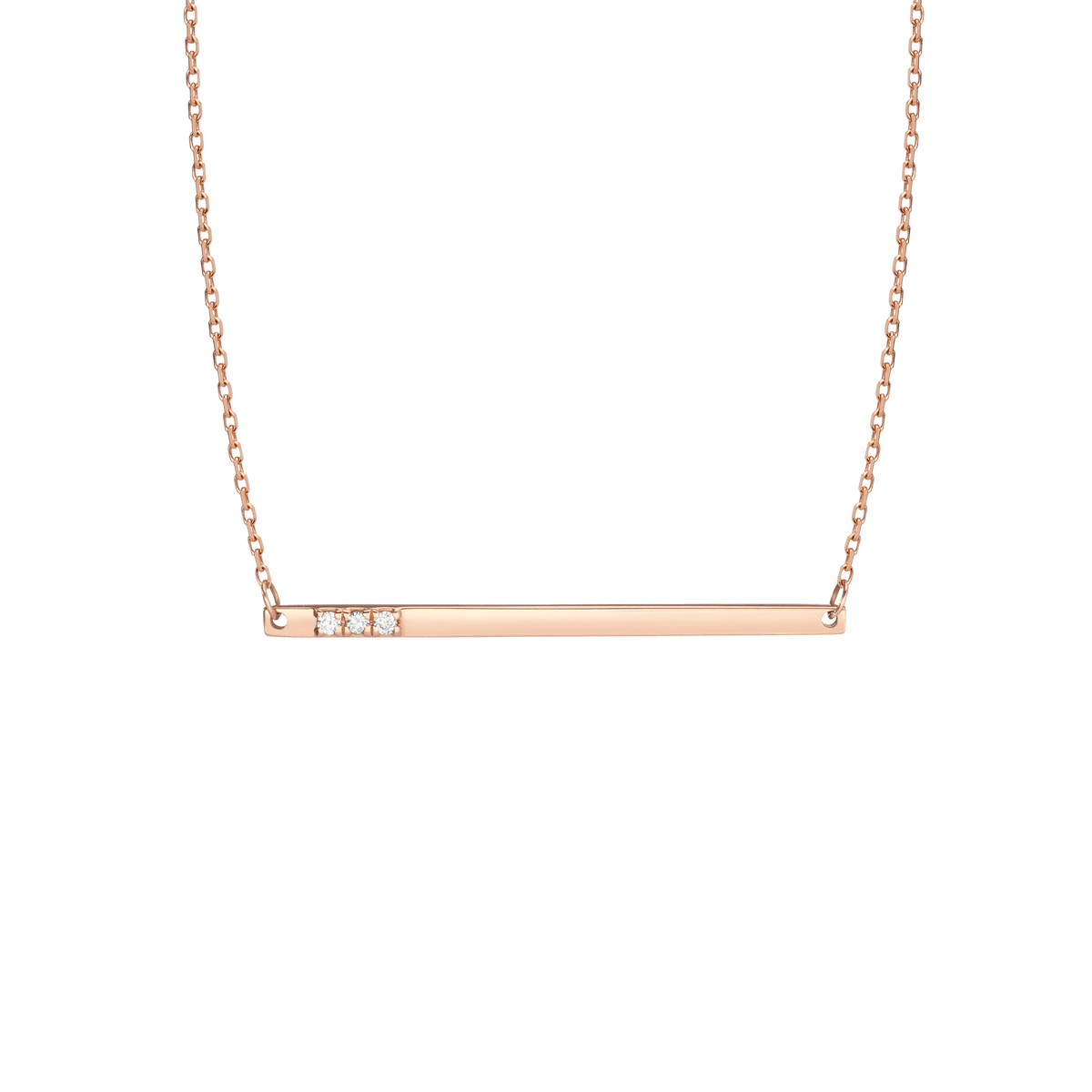 Gold Bar Necklace With Diamonds 14k Rose Gold 18k Rose Gold Front First