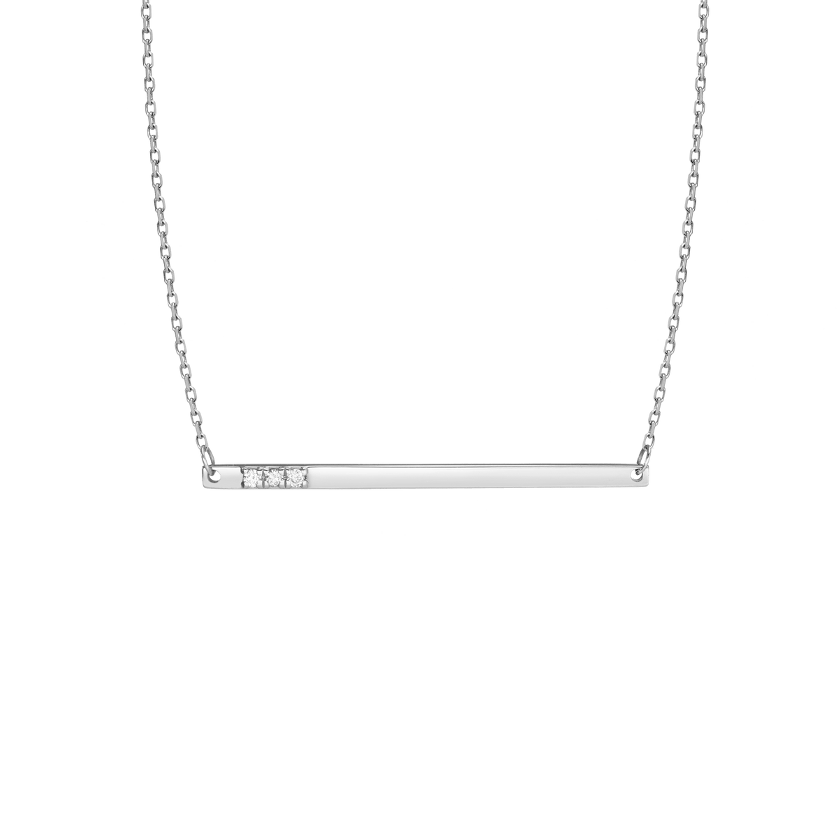 Gold Bar Necklace With Diamonds 14k White Gold 18k White Gold Front First
