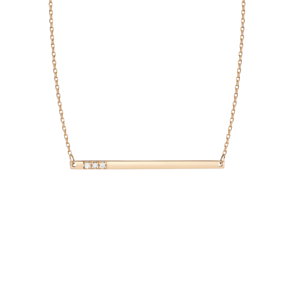Gold Bar Necklace With Diamonds 14k Yellow Gold 18k Yellow Gold Front First