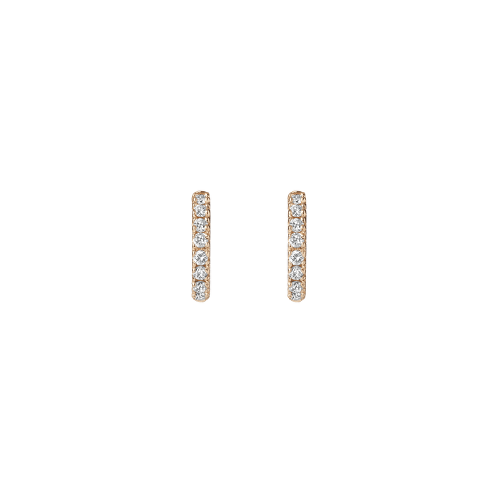 Huggie Earrings with White Diamonds Yellow Gold Vermeil 14k 18k Pair | Single |