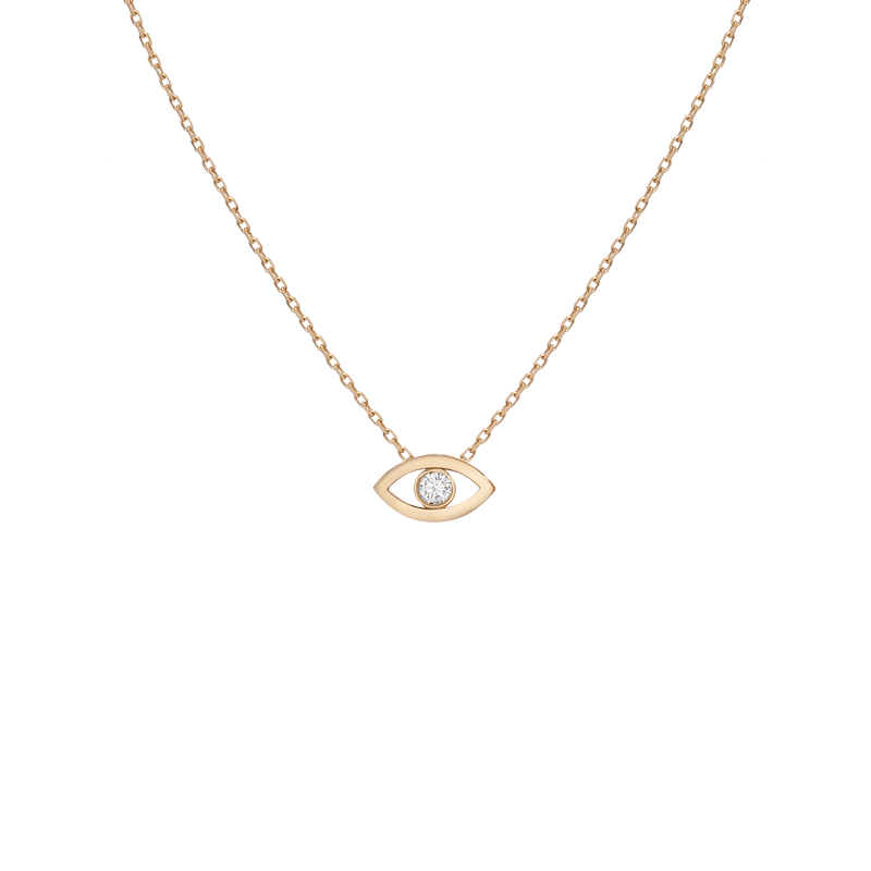 Diamond Bezel Evil Eye Necklace