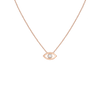 Diamond Bezel Evil Eye Necklace Rose Gold Vermeil 14K Rose Gold 18K Rose Gold White Diamonds First