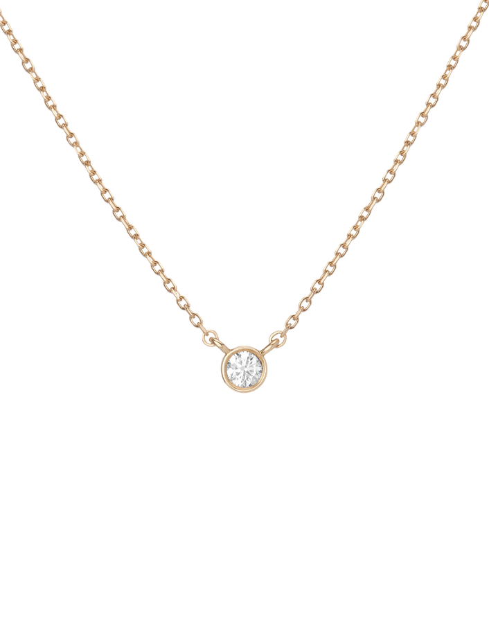 XL Diamond Bezel Necklace Yellow Gold 14K 18K First