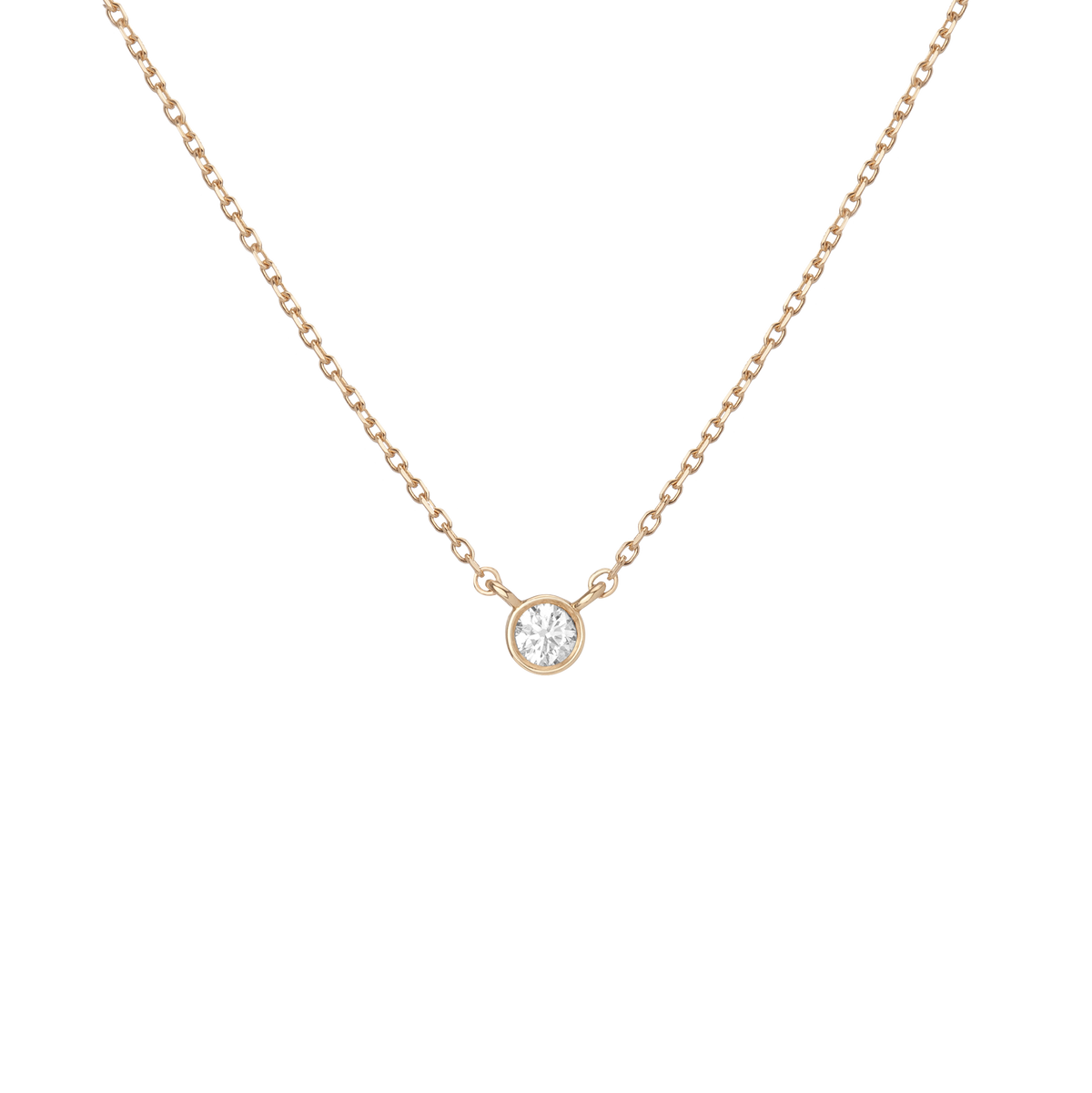 XL Diamond Bezel Necklace Yellow Gold 14K 18K First