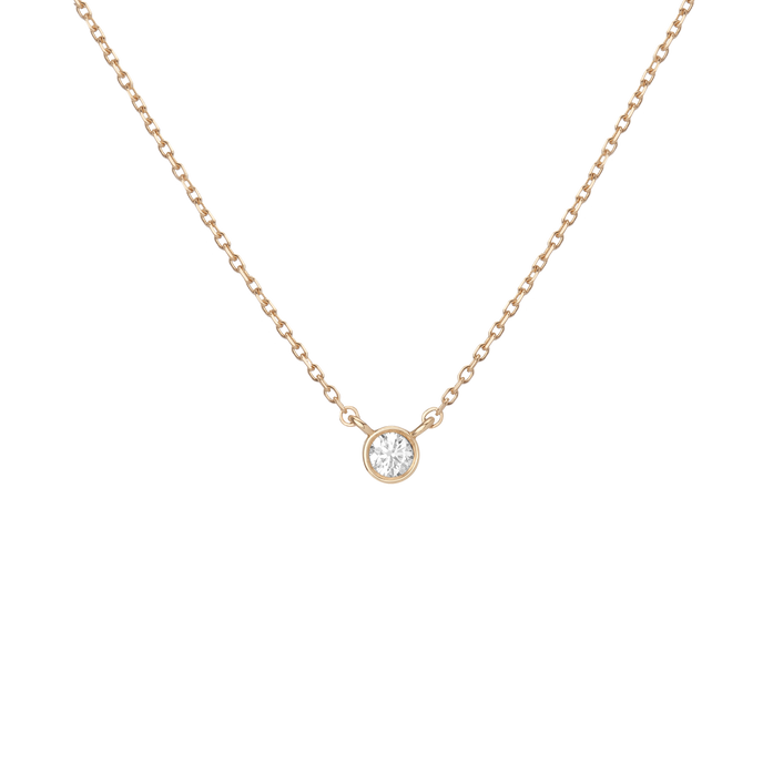 XL Diamond Bezel Necklace Yellow Gold 14K 18K First