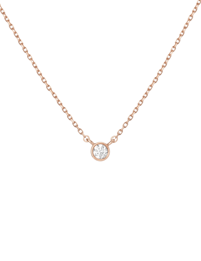 XL Diamond Bezel Necklace Rose Gold 14K 18K First