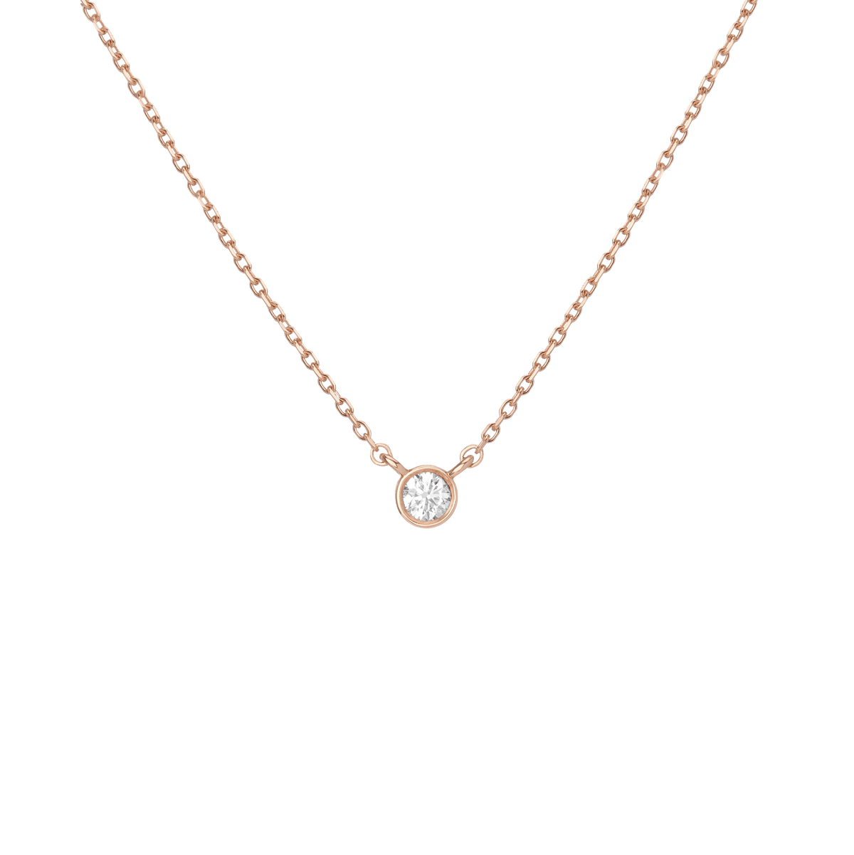 XL Diamond Bezel Necklace Rose Gold 14K 18K First
